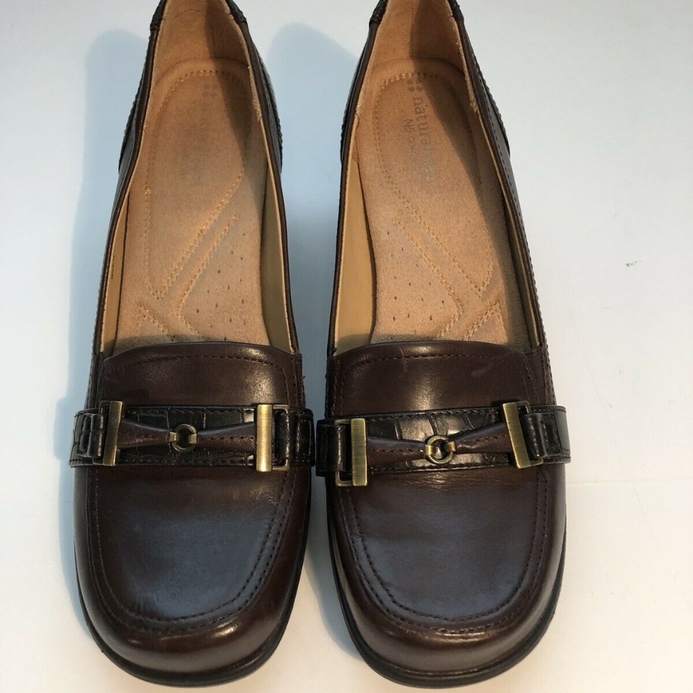 Horse Bit Loafers Brown Leather Croc Embos…